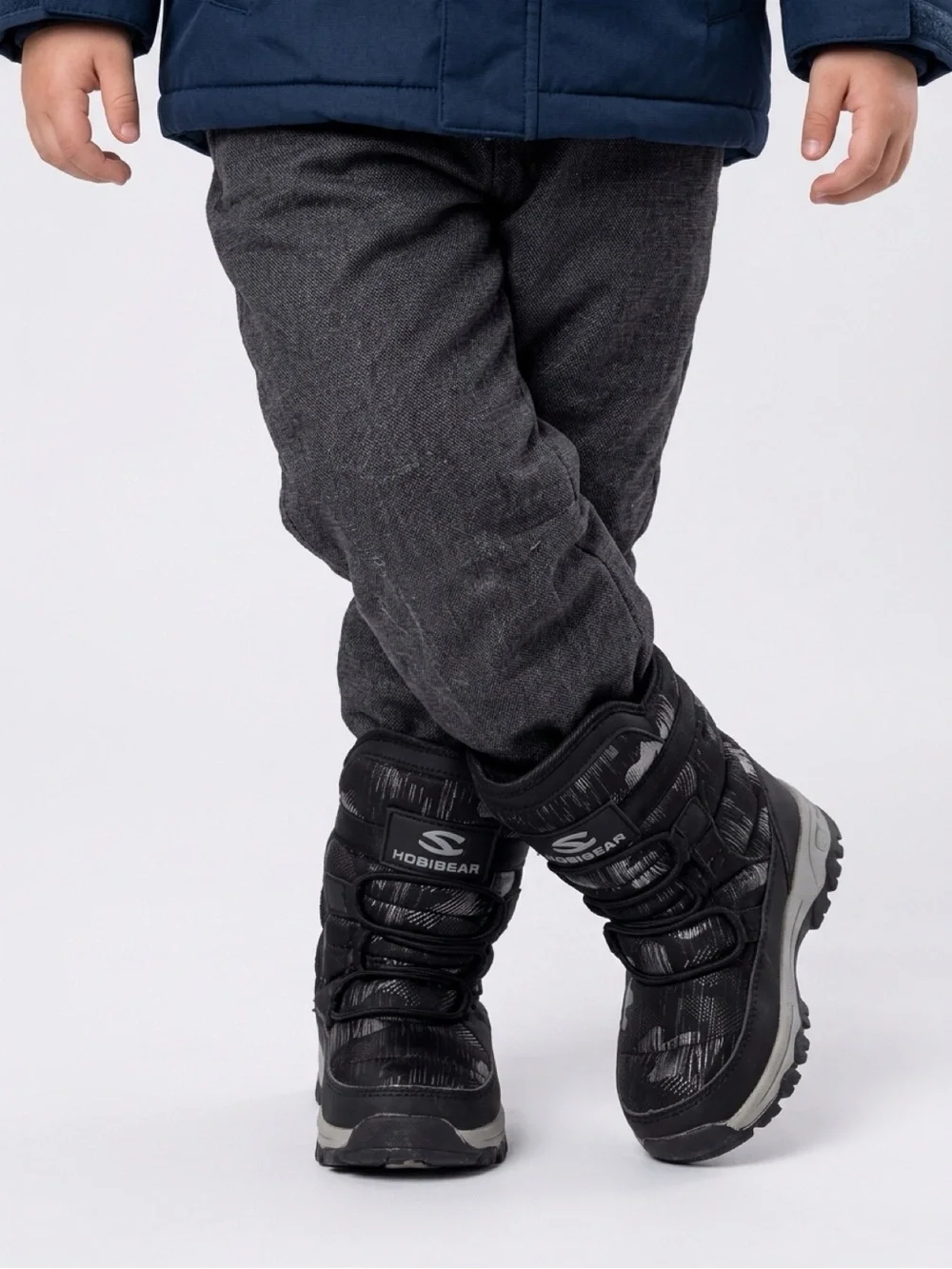 Kids Black Waterproof Snow Boots